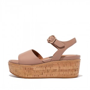 Beige Fitflop Eloise Cork Wrap Women's Wedge Sandals | MY-FWPUHA309