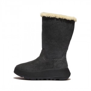 Black Fitflop F-Mode Double Faced Shearling Women's Boots | MY-EJSUYW469