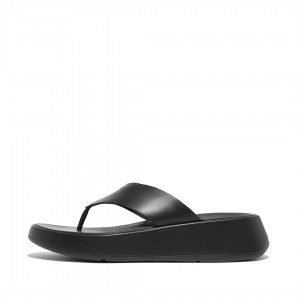 Black Fitflop F-Mode Toe Thongs Women's Thongs | MY-QCFHWA213