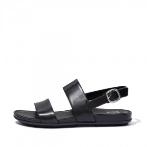 Black Fitflop Gracie Leather Women's Back-Strap Sandals | MY-VGIZJC391