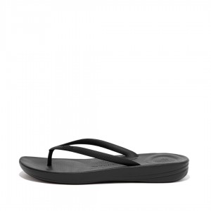 Black Fitflop Iqushion Ergonomc Women's Flip Flops | MY-DPAUKF216