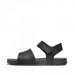 Black Fitflop Iqushion Rubber Kids' Back-Strap Sandals | MY-TQWBYA915