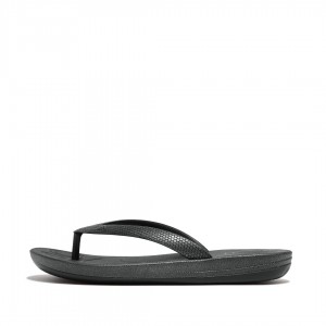 Black Fitflop Iqushion Rubber Kids' Flip Flops | MY-AVRZFB580