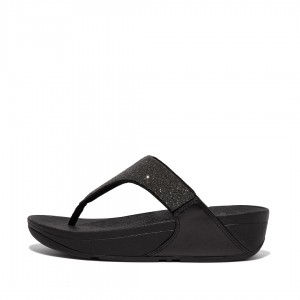 Black Fitflop Lulu Microfibre Faux Leather (Pu) Thongs Women's Toe-Post Sandals | MY-QALHVY902