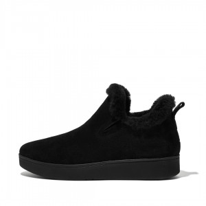 Black Fitflop Rally Slip On Women's Sneakers | MY-ICBLMW947