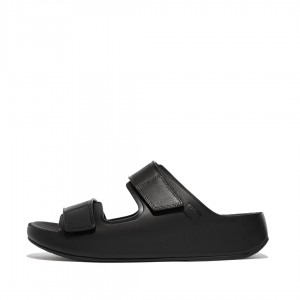 Black Fitflop Samel Adjustable Men's Slides | MY-NWYOJC052