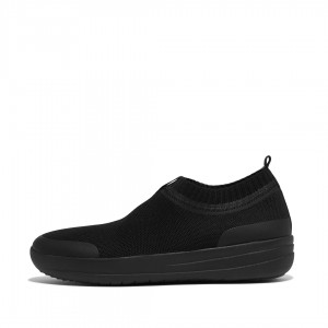 Black Fitflop Uberknit Nylon Mix Knit Tpu Rubber Women's Sneakers | MY-ONPFTI563