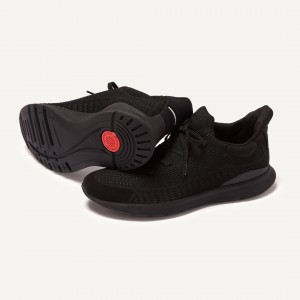 Black Fitflop Vitamin Ffx Knit Sports Men's Sneakers | MY-MAQKZE846