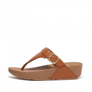 Brown Fitflop Lulu Adjustable Leather Women's Toe-Post Sandals | MY-BQCRUZ691