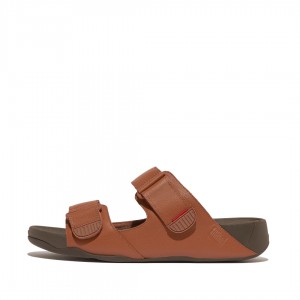 Dark Brown Fitflop Gogh Moc Men's Slides | MY-IYSGZH315