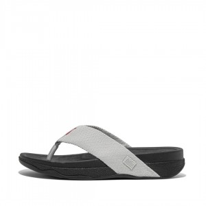 Grey Fitflop Surfer Polyester Men's Toe-Post Sandals | MY-ATXUSK490