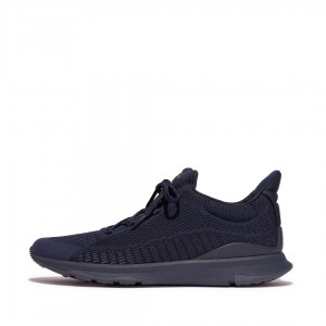 Navy Fitflop Vitamin Ffx Knit Sports Men's Sneakers | MY-KDSJZM436