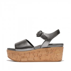 Obsidian Fitflop Eloise Cork Wrap Women's Wedge Sandals | MY-VHAXUQ096