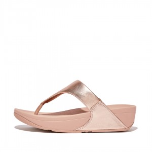 Rose Gold Fitflop Lulu Leather Women's Toe-Post Sandals | MY-NIELVO476