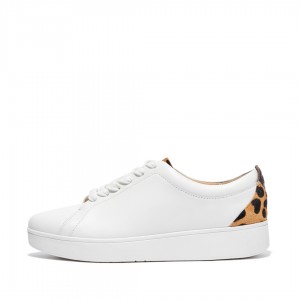 White / Leopard Fitflop Rally Leopard Back Women's Sneakers | MY-CZNWTE741