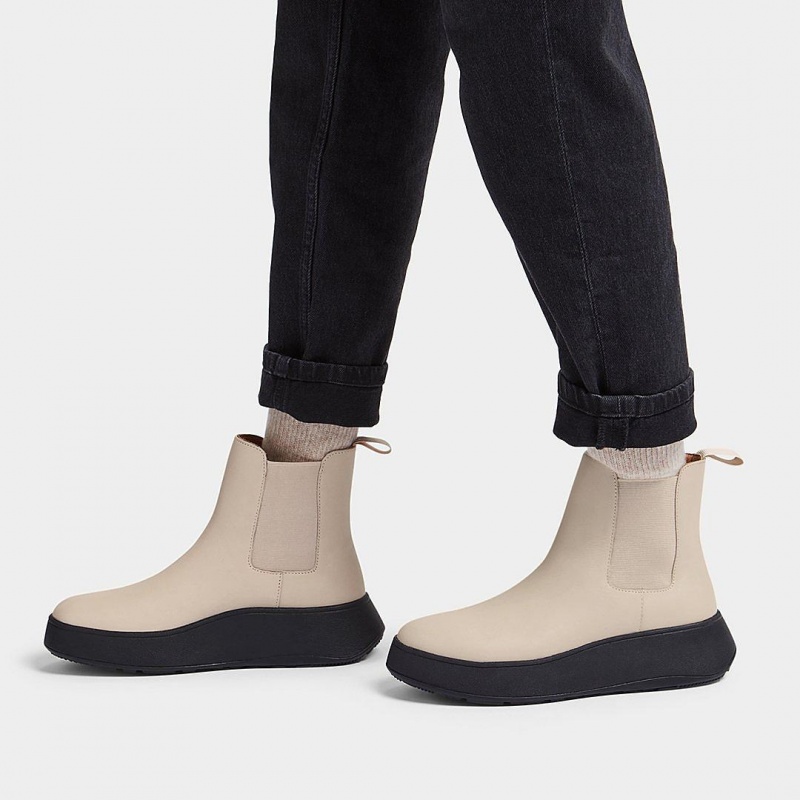 Beige Fitflop F-Mode Flatform Women's Chelsea Boots | MY-BXVZQA791