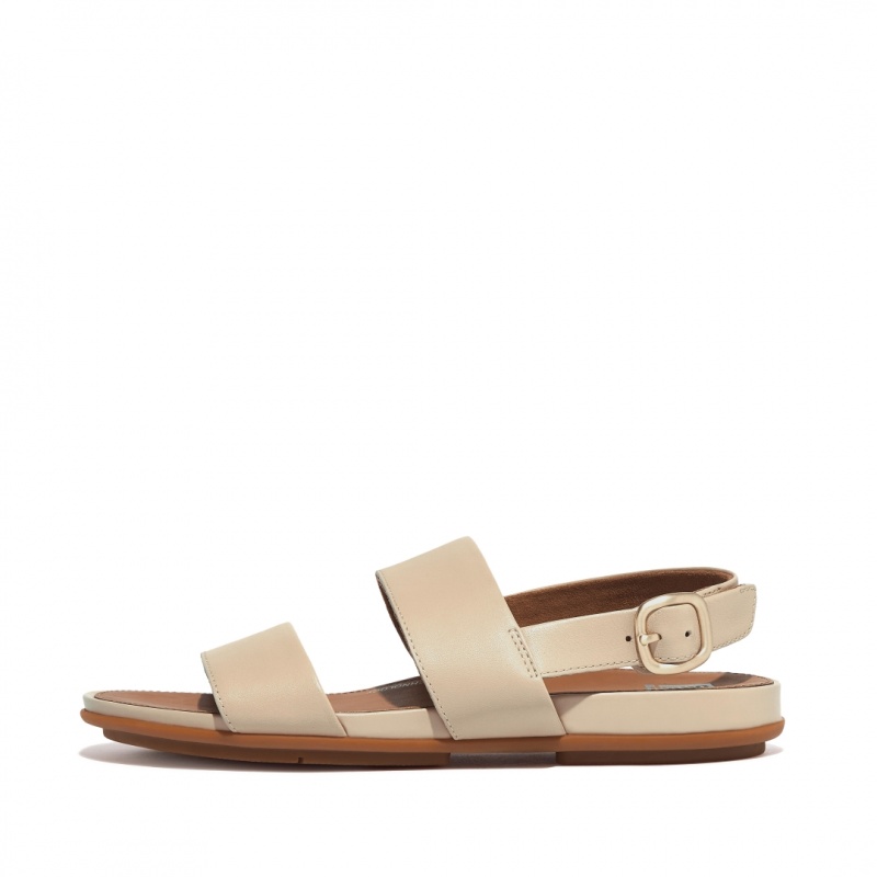 Beige Fitflop Gracie Leather Women\'s Back-Strap Sandals | MY-QZYWMV801