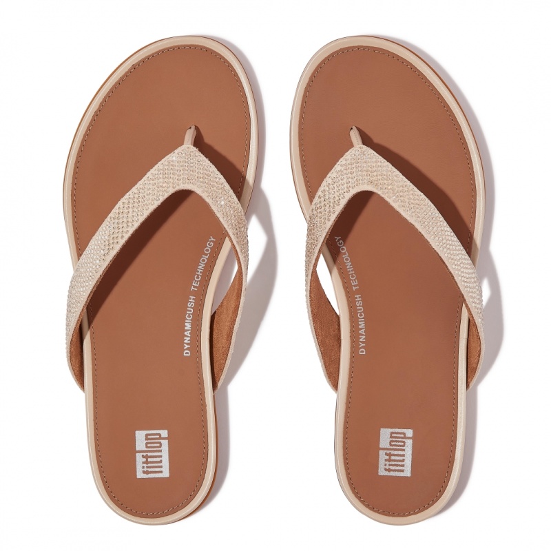 Beige Fitflop Gracie Microfibre Women's Flip Flops | MY-USODHG035