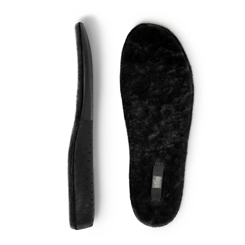 Black Fitflop Chrissie Shearling Slippers Women's Insoles | MY-HUVODR173