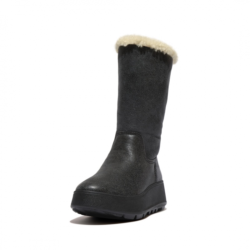 Black Fitflop F-Mode Double Faced Shearling Women's Boots | MY-EJSUYW469