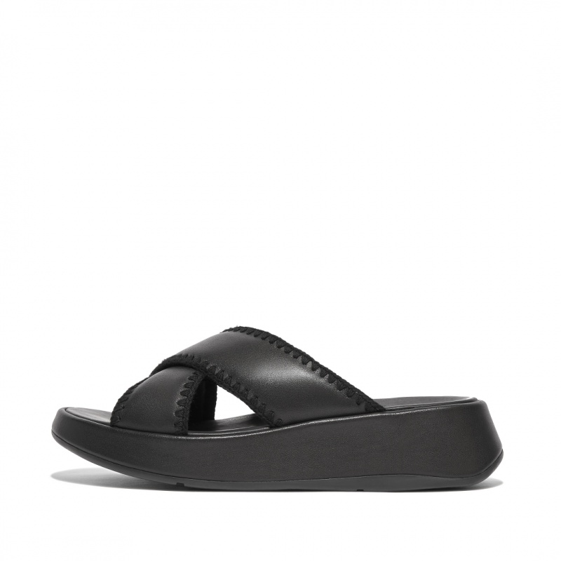 Black Fitflop F-Mode Slides Women\'s Slides | MY-RVGCWL415