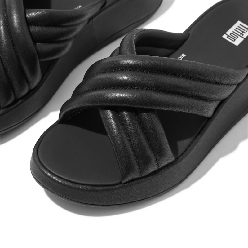 Black Fitflop F-Mode Slides Women's Slides | MY-EYHLOP835