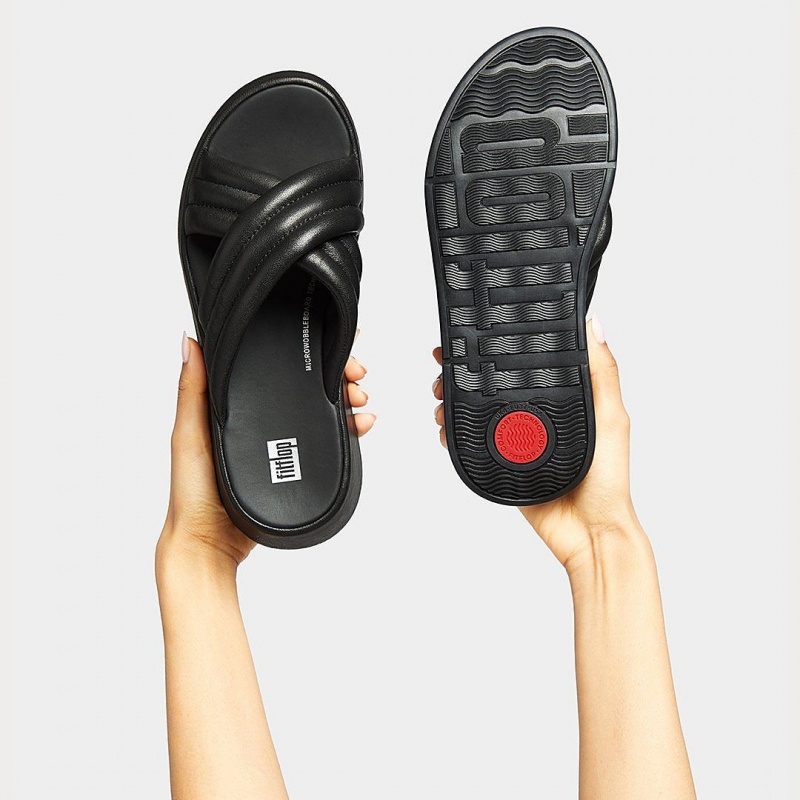 Black Fitflop F-Mode Slides Women's Slides | MY-EYHLOP835