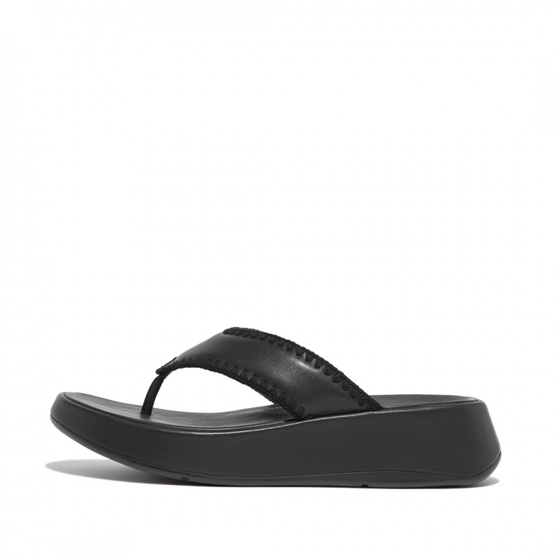 Black Fitflop F-Mode Toe Thongs Women\'s Thongs | MY-KEPJTA453