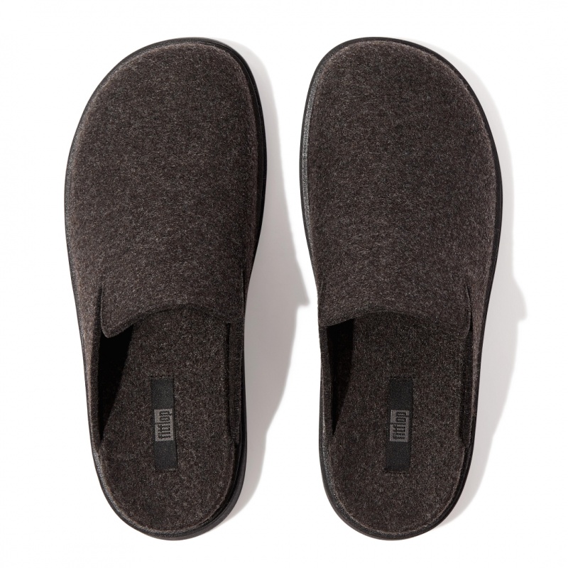 Black Fitflop Gen-Ff Felt Polyester Men's Mules | MY-HFUTVX315