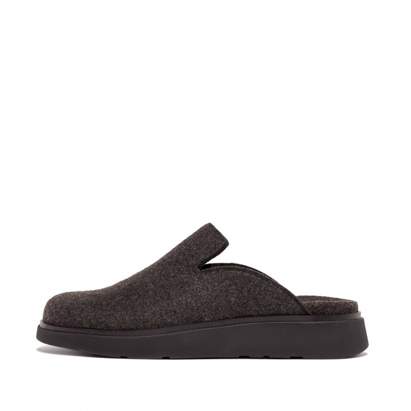 Black Fitflop Gen-Ff Felt Polyester Men\'s Mules | MY-HFUTVX315