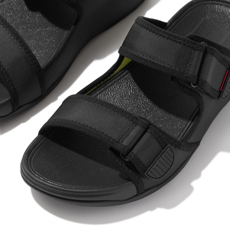 Black Fitflop Gogh Moc Fabric Men's Slides | MY-KAWOZQ972