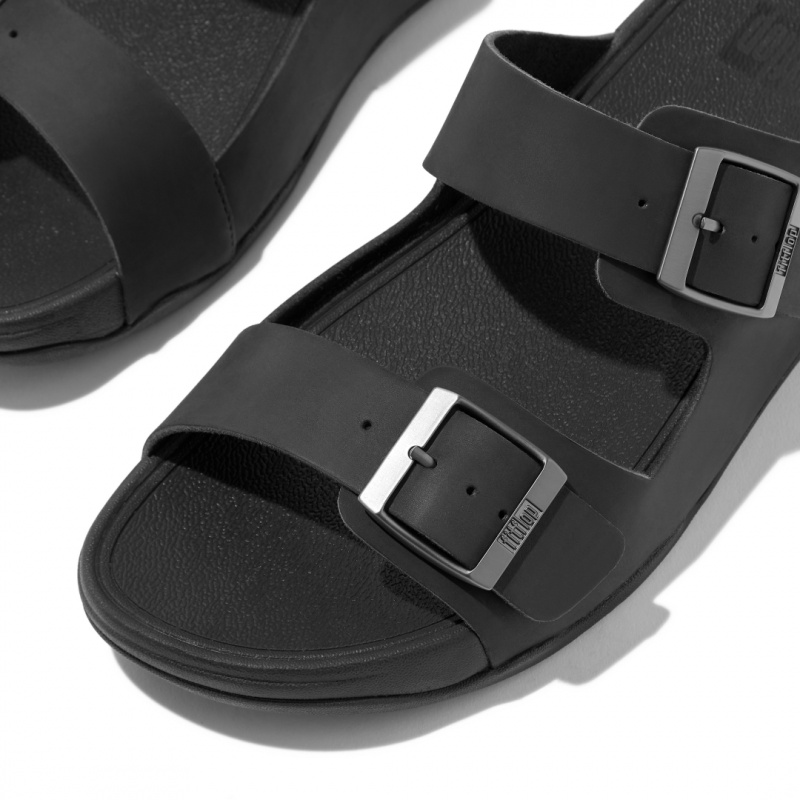 Black Fitflop Gogh Moc Nubuck Men's Slides | MY-KQHBAW107