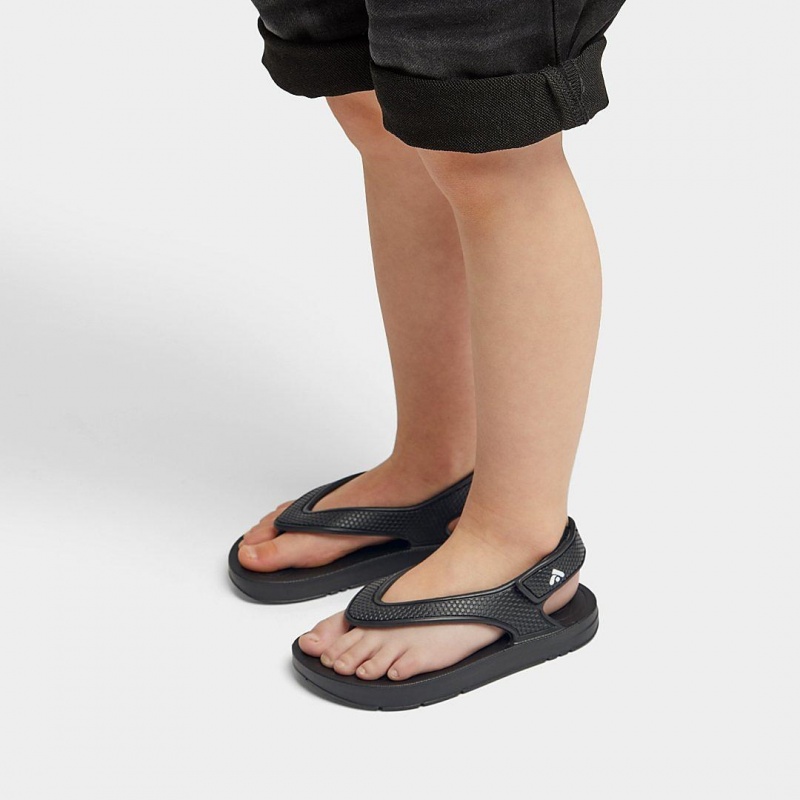 Black Fitflop Iqushion Eva Back Straps Kids' Flip Flops | MY-DXUQVY517