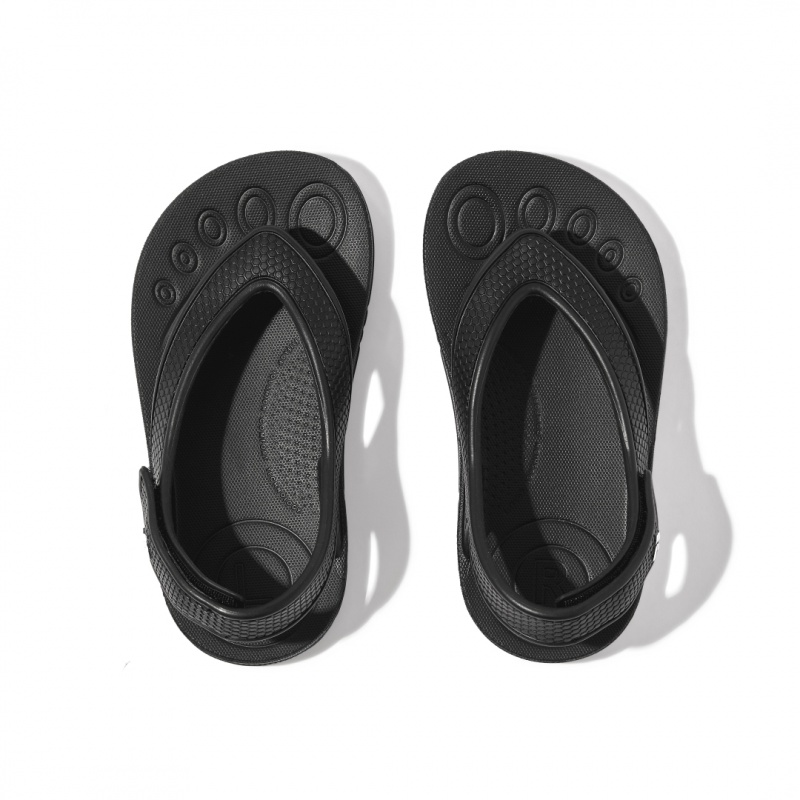 Black Fitflop Iqushion Eva Back Straps Kids' Flip Flops | MY-DXUQVY517