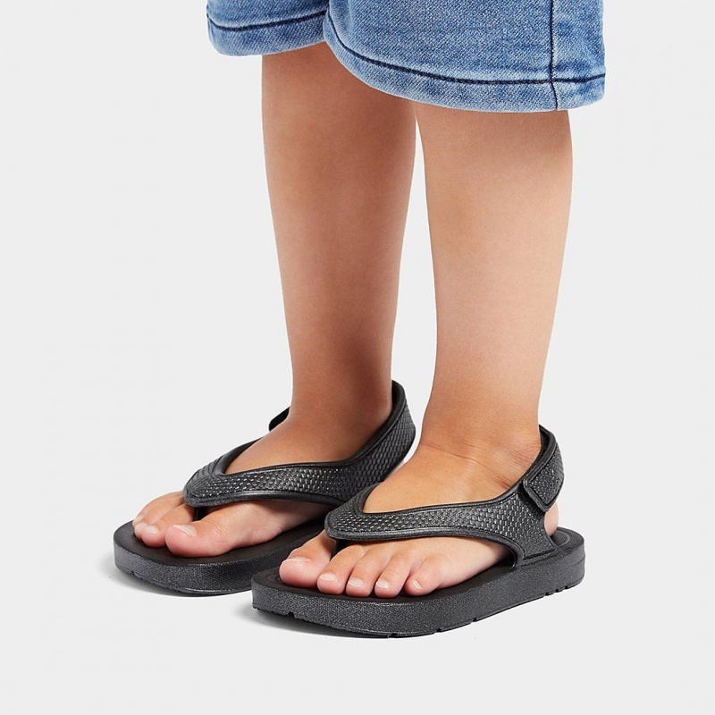 Black Fitflop Iqushion Eva Back Straps Kids' Flip Flops | MY-EZVPTJ650