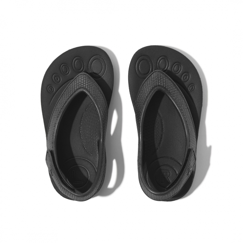 Black Fitflop Iqushion Eva Back Straps Kids' Flip Flops | MY-EZVPTJ650