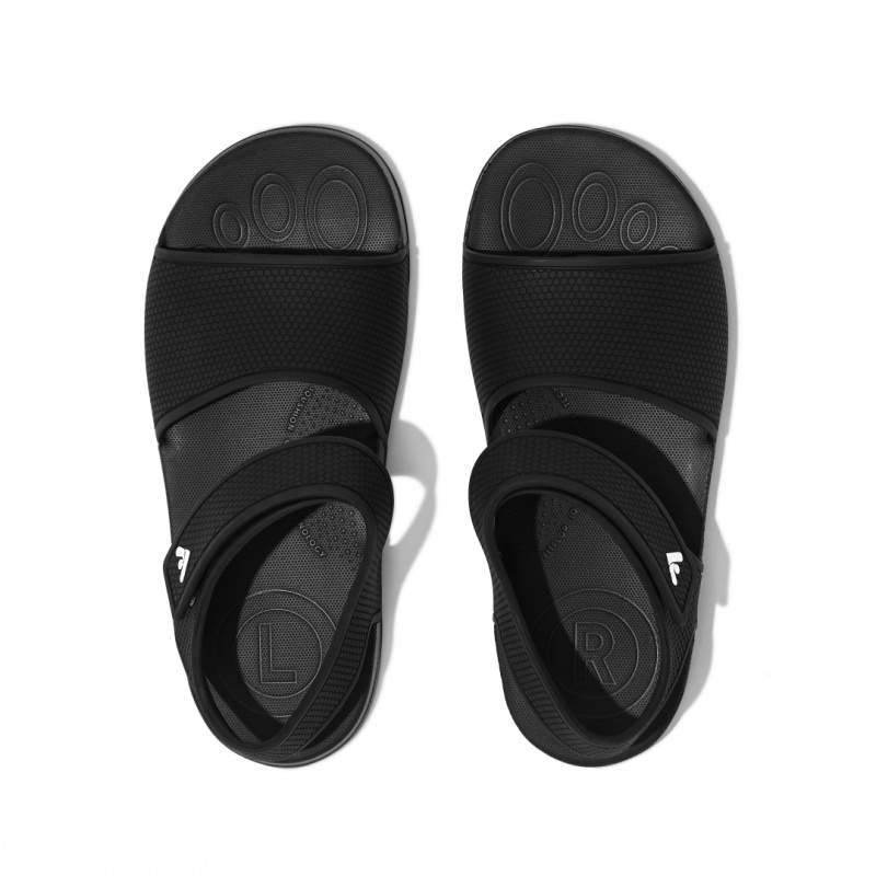 Black Fitflop Iqushion Rubber Kids' Back-Strap Sandals | MY-GWMYDC650