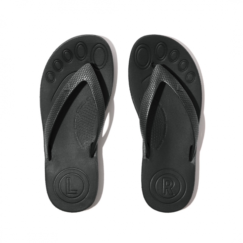 Black Fitflop Iqushion Rubber Kids' Flip Flops | MY-AVRZFB580