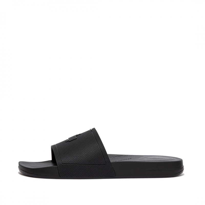 Black Fitflop Iqushion Rubber Men\'s Slides | MY-AEZFPX187