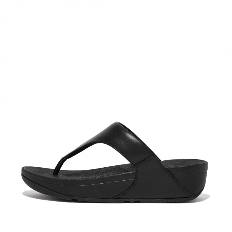 Black Fitflop Lulu Leather Women\'s Toe-Post Sandals | MY-PWRIDC531