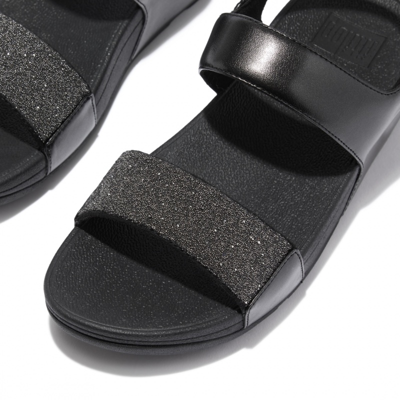 Black Fitflop Lulu Microfibre Faux Leather (Pu) Women's Back-Strap Sandals | MY-PSVONA253