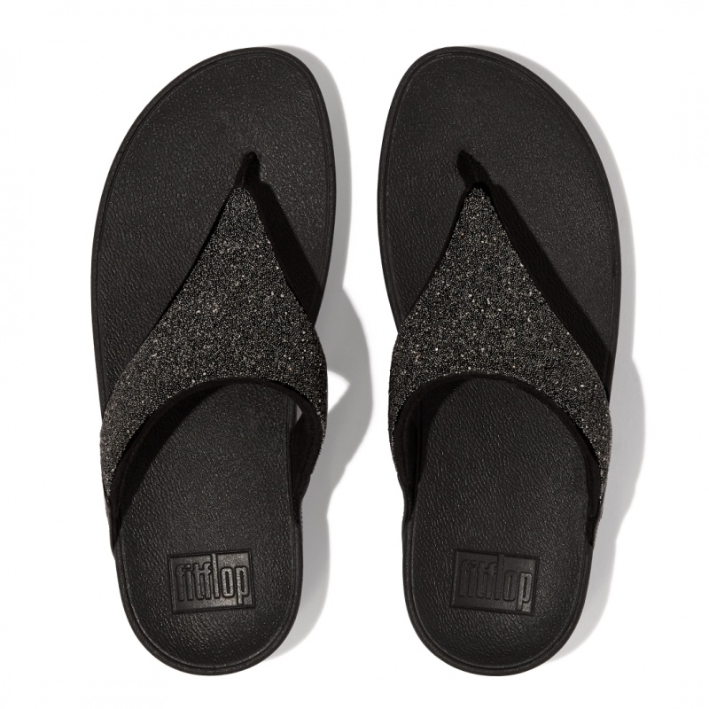 Black Fitflop Lulu Microfibre Faux Leather (Pu) Thongs Women's Toe-Post Sandals | MY-QALHVY902