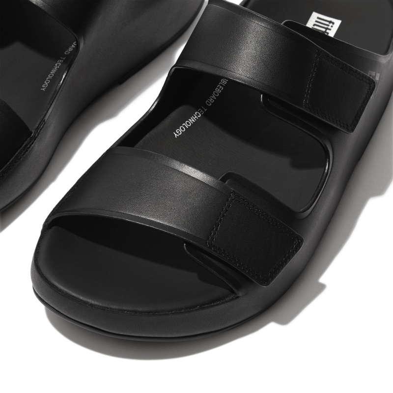 Black Fitflop Samel Adjustable Men's Slides | MY-NWYOJC052