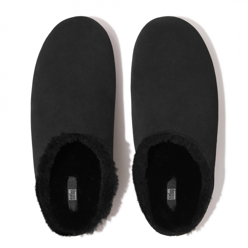 Black Fitflop Shove Men's Slippers | MY-LPWBNJ637