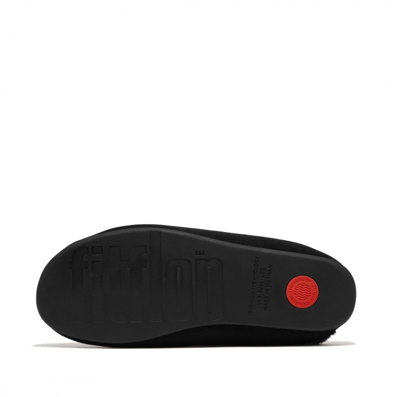 Black Fitflop Shove Men's Slippers | MY-LPWBNJ637