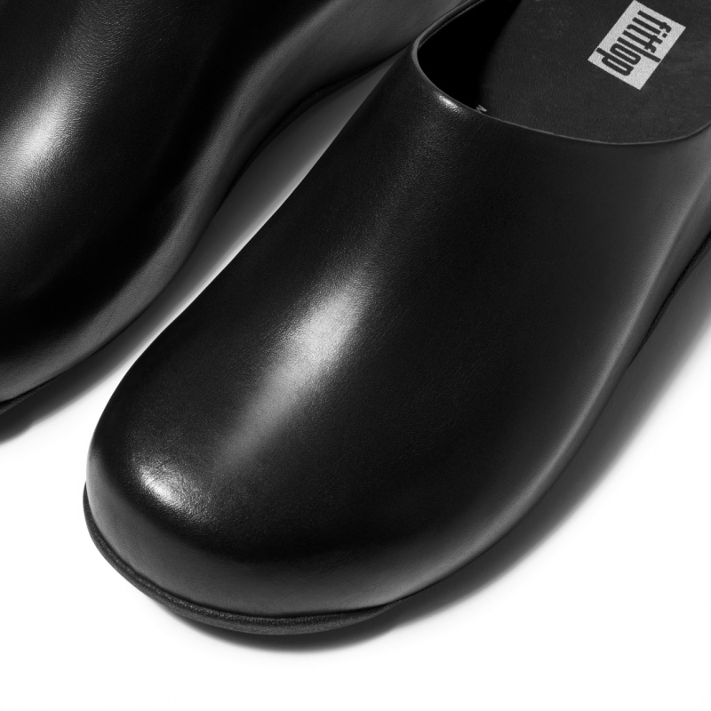 Black Fitflop Shuv Wipe Clean Women's Clogs | MY-TIBPVK284