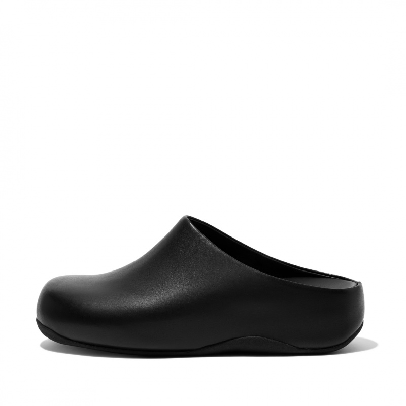 Black Fitflop Shuv Wipe Clean Women\'s Clogs | MY-TIBPVK284