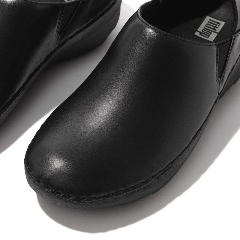 Black Fitflop Super Loafer Work Shoes Women's Slip Ons | MY-ZKRLFB105