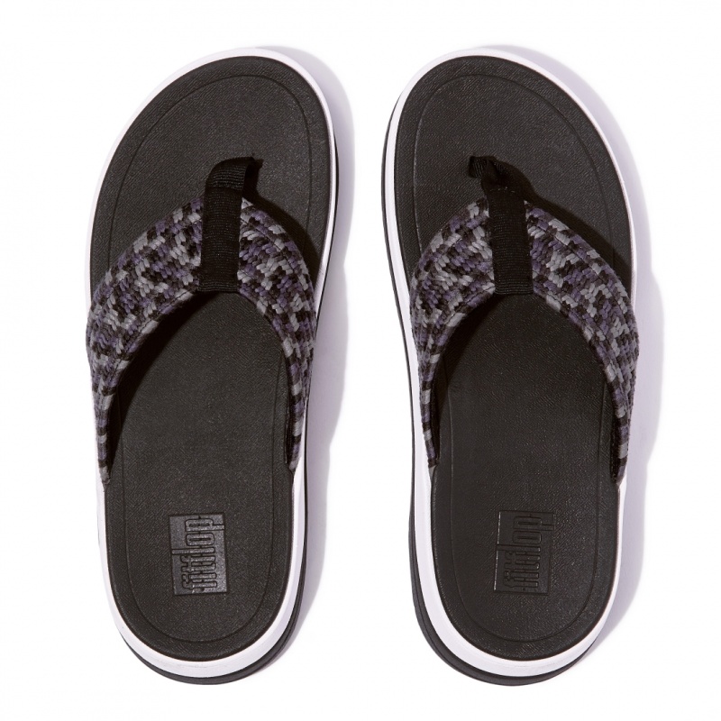 Black Fitflop Surff Cotton Webbing Toe Thongs Women's Thongs | MY-EJPNYL723