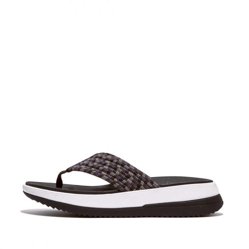 Black Fitflop Surff Cotton Webbing Toe Thongs Women\'s Thongs | MY-EJPNYL723